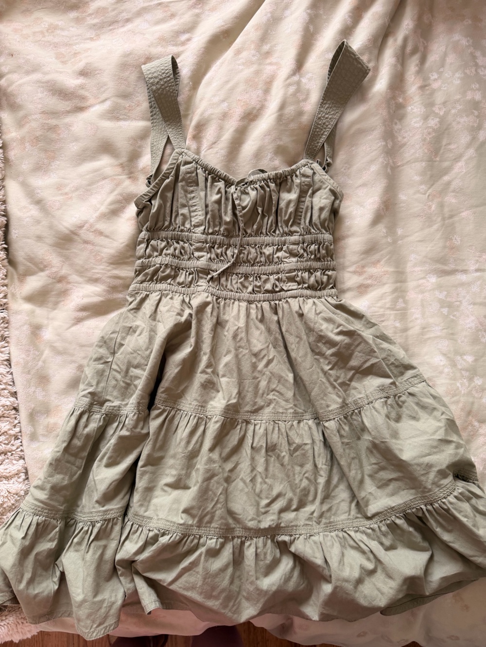 Sunday Best Olive Green Sleeveless Smocked Romper
